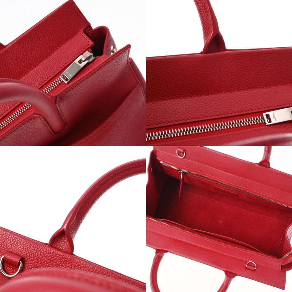SAINT LAURENT Cabas Rive Gauche Red Leather Handbag - Picture 9 of 11